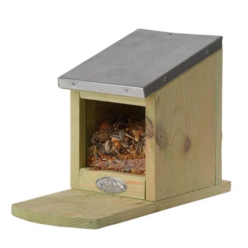 Esschert Design | Mangeoire à écureuils | Bois et zinc | 23 x 18 x 12 cm