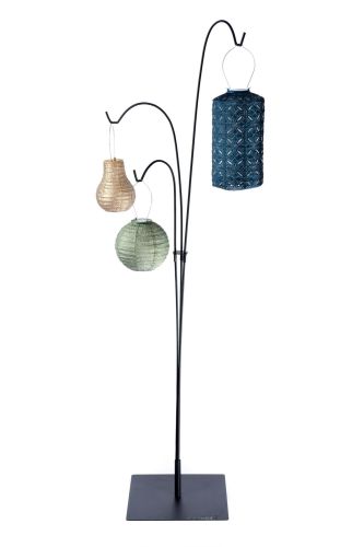 Support métallique LUMIZ pour 3 lanternes | Noir | D 50 H 192 cm