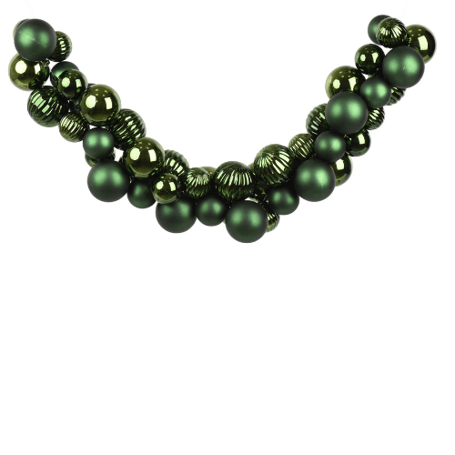 Weihnachtskugel-Girlande | Polystyrol | glänzend–matt Mix | Grün | 100 cm
