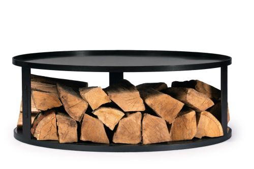 Runde Feuerschalenbasis mit Holzfach 82 cm