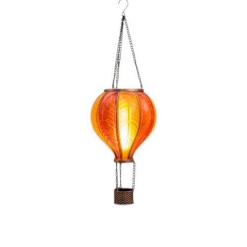 Montgolfière solaire | 24 LED | Effet flamme | 20 x 62 cm | Jaune/Orange | Collection Anna