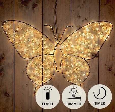 LED Schmetterling Metall Weihnachtsbeleuchtung | 800 LEDs Blinkfunktion | 53 cm | Luxury Warmweiß | Anna's Collection