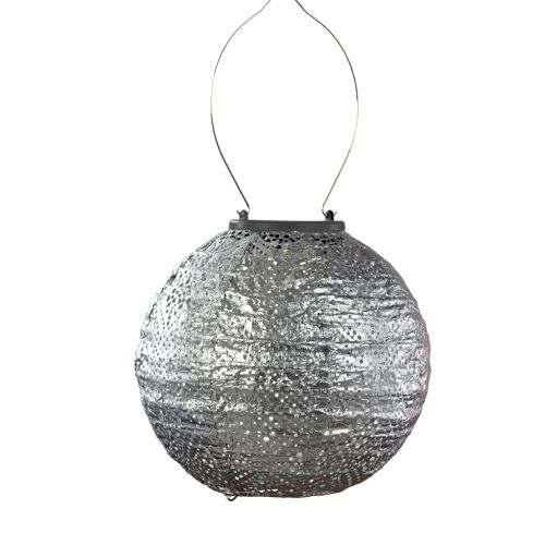 Lanterne solaire ronde LUMIZ | Topaze | Argent | Ø20 cm