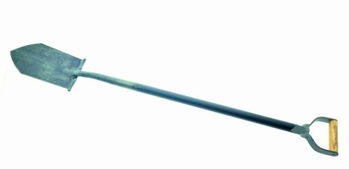 Bêche pointue (forgée à partir d'une seule pièce d'acier) « style anglais » avec plaque de base et poignée en D en tube d'acier.