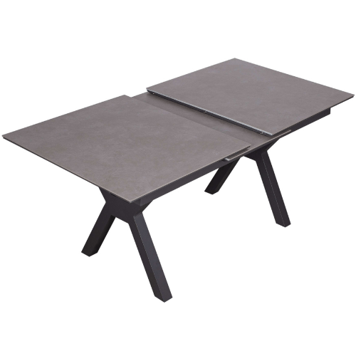 DekoVries | Hammond Ausziehtisch 160/210 x 90 cm Aluminium / Gesinterter Stein | Light Grey