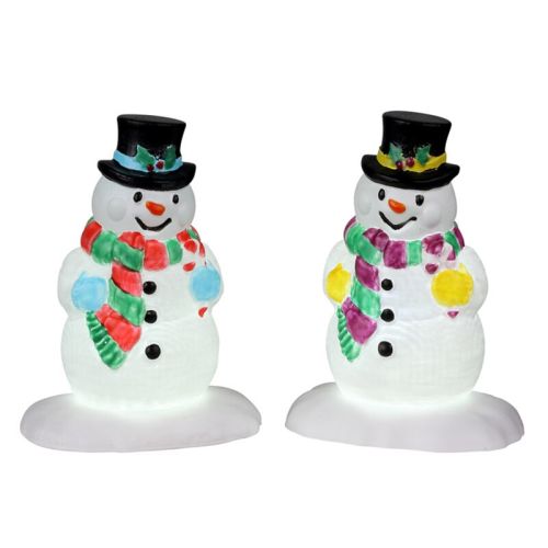 LEMAX Bonhomme de neige au chapeau de houx | Lot de 2