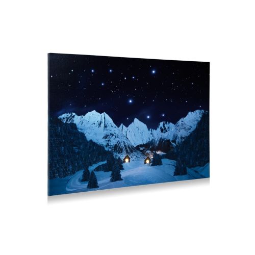 My Village | Toile de fond LED fibre optique paysage de montagne de nuit | 76 × 56 cm