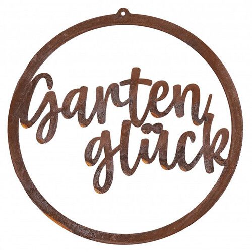 Badeko | Panneau suspendu - Bonheur au jardin - | Aspect acier Corten | Ø 30 cm