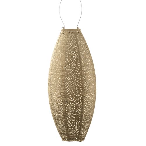 Lanterne solaire ovale allongée LUMIZ | Motif cachemire | Or | Diamètre 20 cm, Hauteur 45 cm