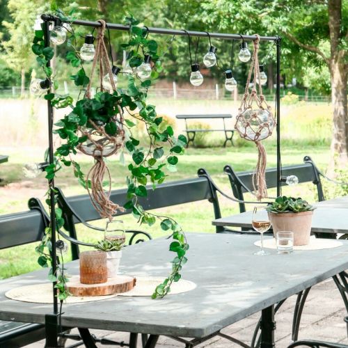 Barre décorative avec pince de table | Fer | Noir | 140-250 cm x 90 cm