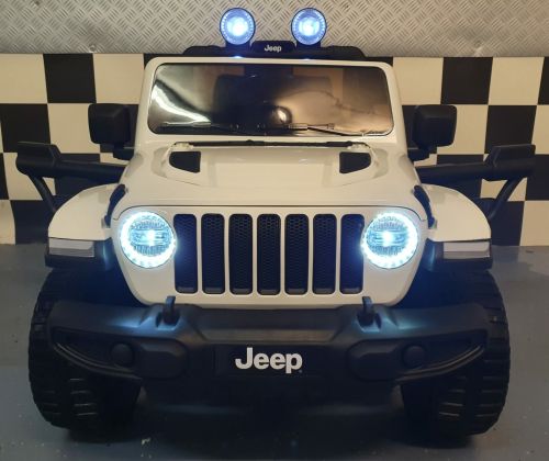 Jeep Wrangler Voiture télécommandée pour enfants 12 volts 4 roues motrices Blanche