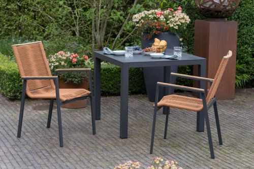 DekoVries | Montana Dining Stapelsessel | Rope Terracotta / Aluminium | 2er Set