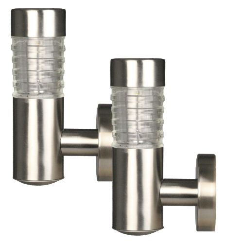 Lot de 2 appliques solaires murales | Tacoma | 5 lumens | Argent