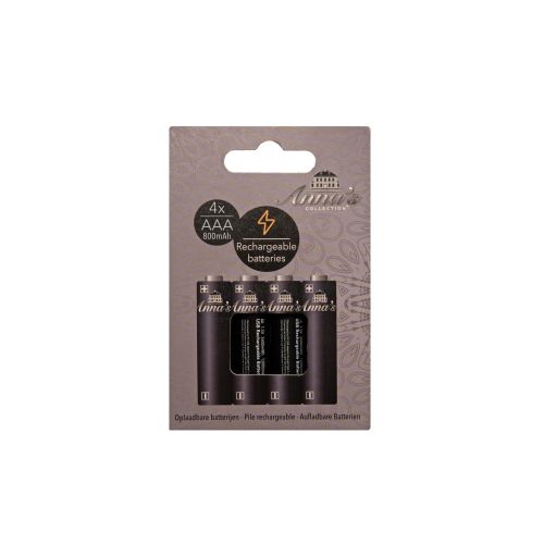 Piles rechargeables | Paquet de 4 piles AAA 800 mAh | NiMH | La collection d'Anna