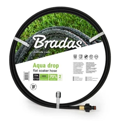 Tuyau d'irrigation plat Bradas – Tuyau poreux AQUA-DROP 13 mm (1/2") – 15 m