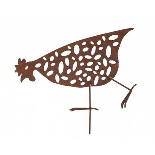 Badeko | Statue de jardin Poule Ruth debout | Aspect acier Corten | 40 x 55 cm