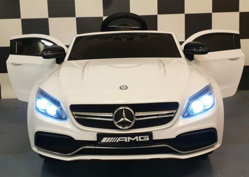 Voiture électrique pour enfants Mercedes C63 12 volts, avec télécommande, blanche