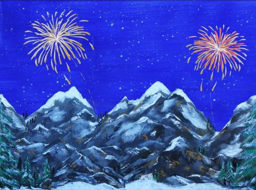 My Village | Toile de fond LED feu d’artifice | 76 × 56 cm