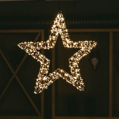 Guirlande lumineuse de Noël en forme d'étoile 3D | 800 LED | Blanc chaud extra