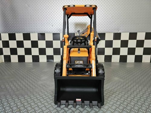 Tracteur électrique pour enfants JCB Sitemaster avec toit, 12 volts