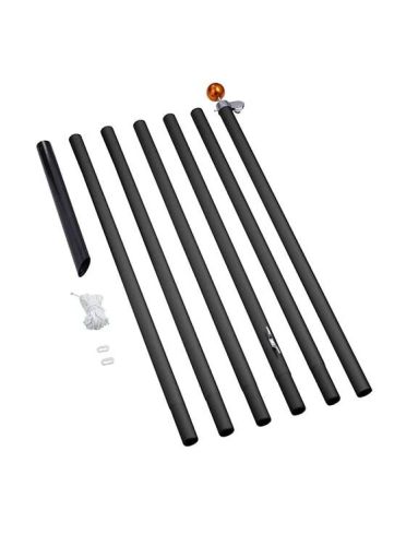 Mât de drapeau Fairybell démontable en aluminium pour sapin de Noël | 700 cm | Noir | 6 pièces