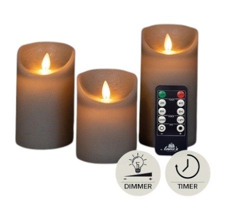 Rustik LED-Kerzen Set | Bewegende Flamme | Batterie | Taupe | Anna's Collection