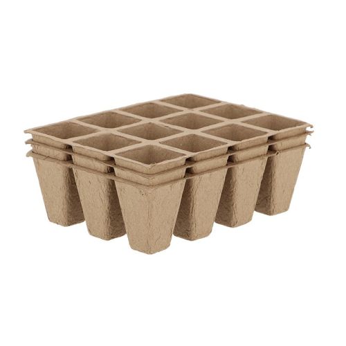 Esschert Design | Plateau à semis | Recyclé | Lot de 3 | 16 x 12 x 5 cm