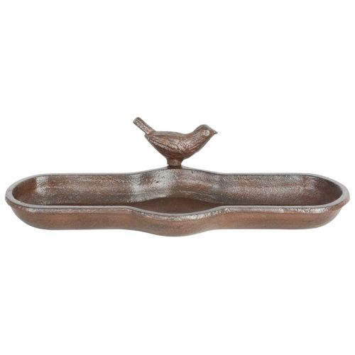 Esschert Design | Bain d'oiseaux avec oiseau | Fonte | 30 x 13 x 7 cm