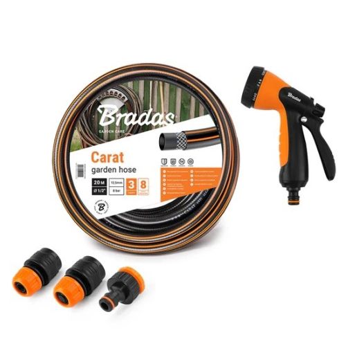 Tuyau d'arrosage Bradas Carat 13 mm (1/2") + raccords et buse d'arrosage – kit complet 20 m