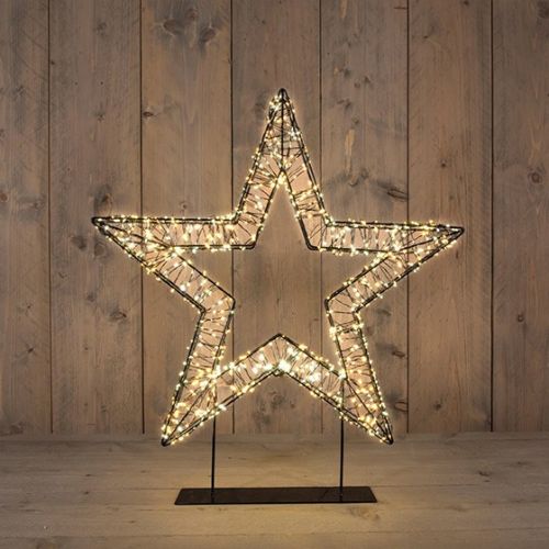 Étoile sur pied | Métal | 1200 LED | Transformateur IP44 avec minuterie et variateur | 56 x 5 cm | Blanc chaud | Collection Anna