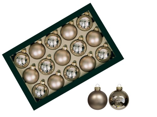 Weihnachtskugeln Set 30er | Glas | Matt & Glänzend | Haselnuss | Ø 57 mm