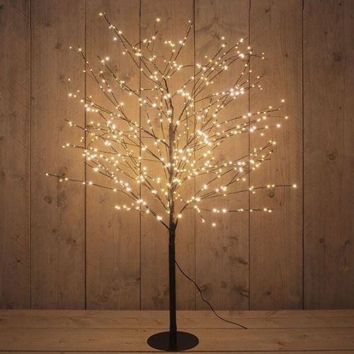 Sapin | 600 LED | Lumière chaude classique | Transformateur IP44 | Hauteur 120 cm | Noir | Collection Anna