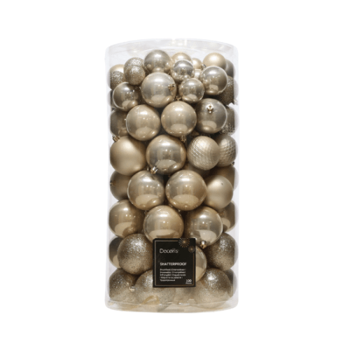 Ensemble de boules de Noël | Polystyrène mélangé | Nacre | Ensemble de 3 pièces | 100 pièces