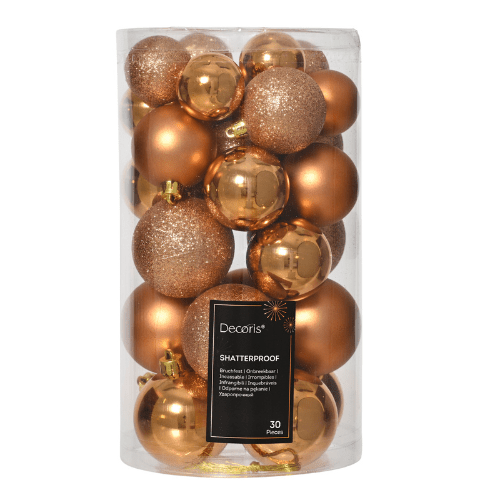 Set de boules de Noël | Plastique | Brandy | Assortiment 3 modèles | 30 pièces