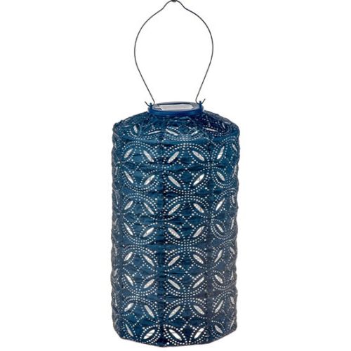 Lanterne solaire cylindrique LUMIZ | Mandela | Turquoise | D 18 H 33 cm