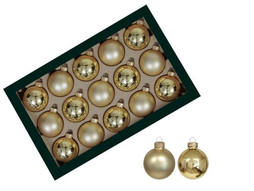 Weihnachtskugeln Set 30er | Glas | Matt & Glänzend | Hellgold | Ø 57 mm