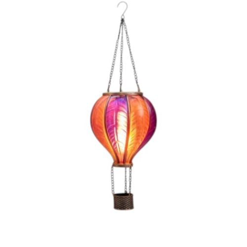 Montgolfière solaire | 20 LED | Effet flamme | 14 x 45 cm | Rose | Collection Anna