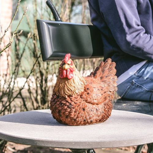 Décoration de jardin : Poule couvant | marron | 24 x 18 x 20 cm