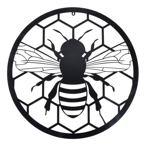 Esschert Design | Décoration murale abeille | Acier | Noir | Ø60 cm