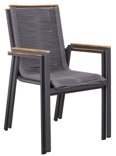 Montana Diningstapelsessel Rope mit Teakarmlehne | 55x66x87 cm | | 2er Set