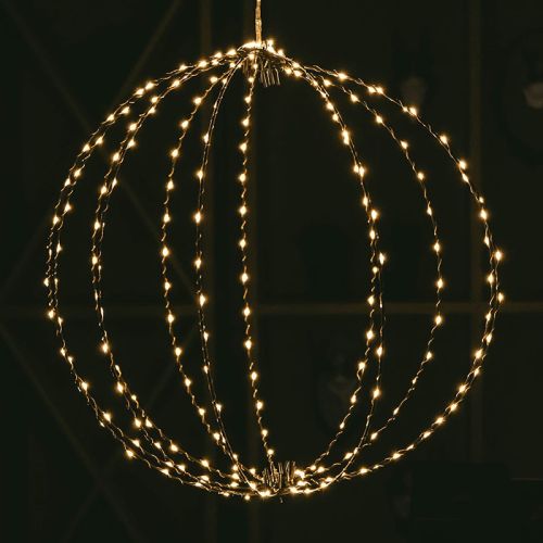 Sphère 3D en métal noir | 60 cm | 288 LED | Blanc chaud | Collection Anna