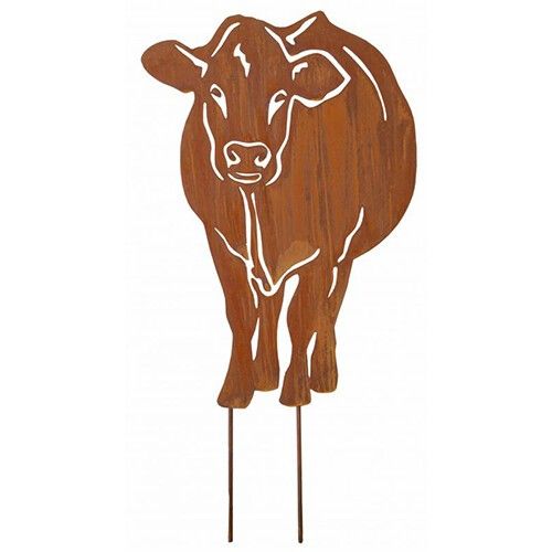 Badeko | Statue de jardin vache Eva | Aspect acier Corten | 60 x 37 cm