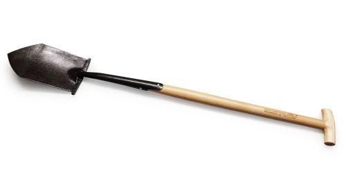 Bêche pointue (forgée d'une seule pièce d'acier) « style anglais » avec semelle et manche en T en frêne (80 cm)