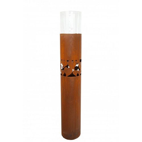 Ensemble de bain | Colonne en forme de cœur avec insert en verre | Aspect acier Corten | D 20 H 100 cm