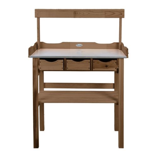 Esschert Design | Table de plantation avec étagère | Bois | Marron | 113 x 80 x 38 cm