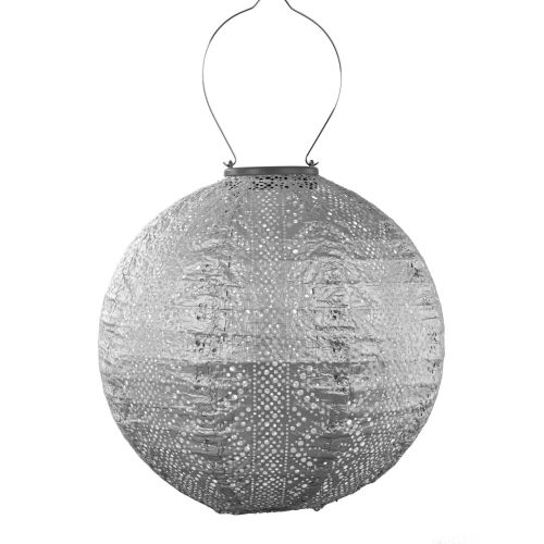 Lanterne solaire ronde LUMIZ | Dentelle | Argent | Ø30 cm