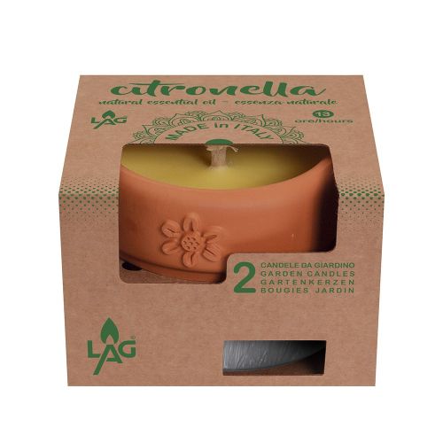 Ensemble de bougies parfumées à la citronnelle | Fiamma Fiore Terre Cuite & Fiamma Alu | Ø 15 cm | 13 heures d'autonomie