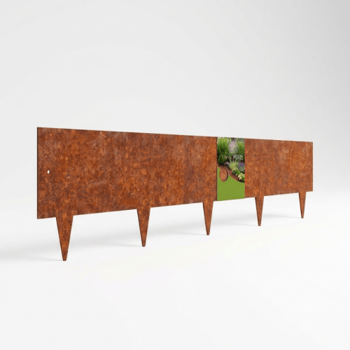 Beeteinfassung Metall Premium | Cortenstahl Rostoptik | 24 x 100 cm | Peacock