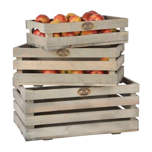 Esschert Design | Boîte à fruits | Bois | Lot de 3 | 59 x 39 x 26 cm