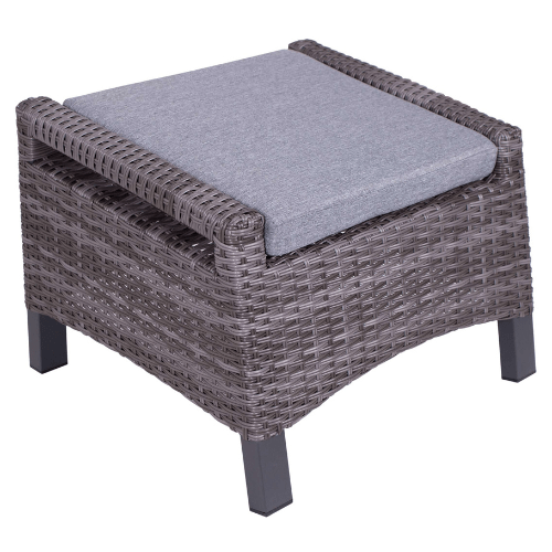DekoVries | Montana Dining / Lounge Fußhocker Aluminium | Polyrattan Dark Grey